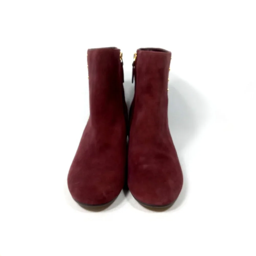 LAUREN RALPH LAUREN Wharton Women's Burgundy Studded Boots Size 9 B